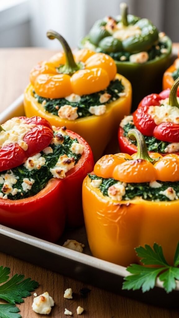 Spinach and Feta Stuffed Peppers