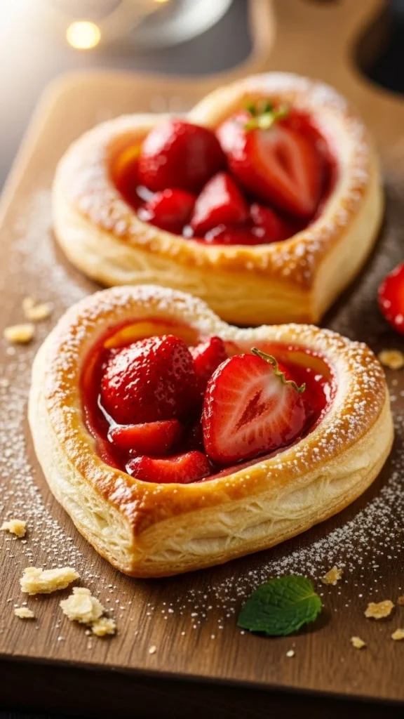 Strawberry Puff Pastry Hearts