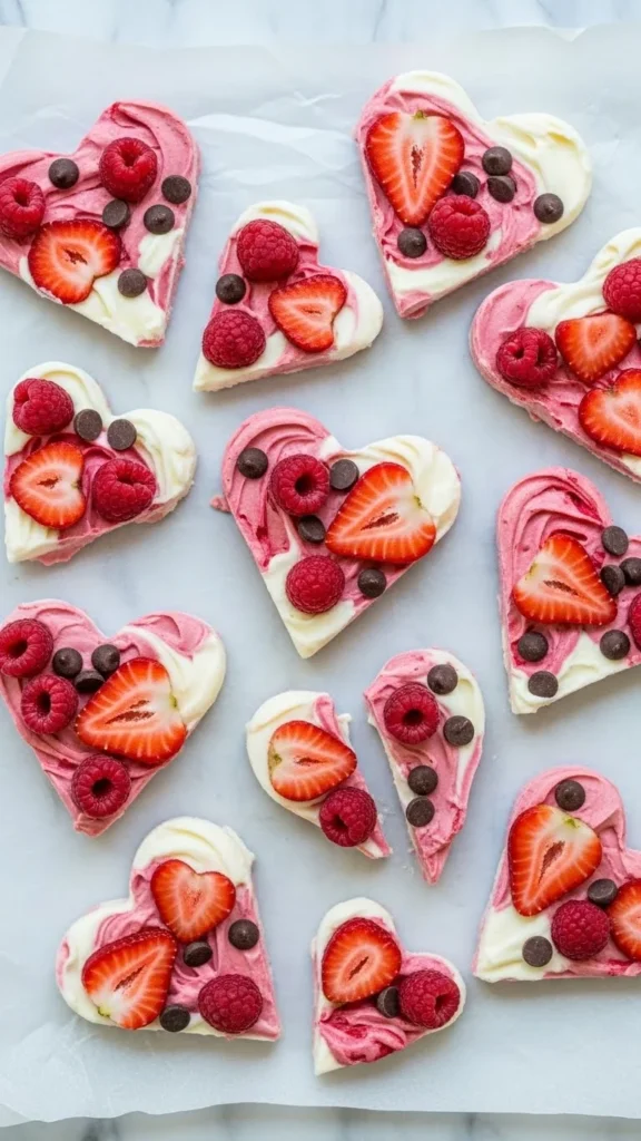 Strawberry Yogurt Bark Hearts