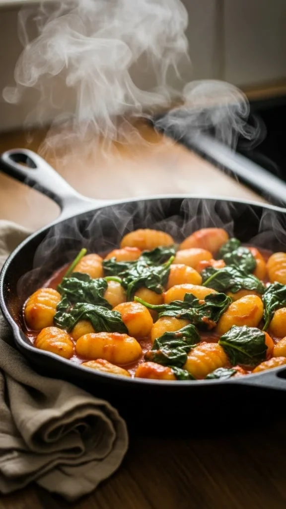 Tomato and Spinach Gnocchi Skillet