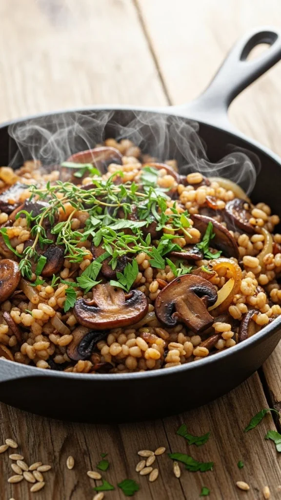 Warm Barley & Mushroom Skillet