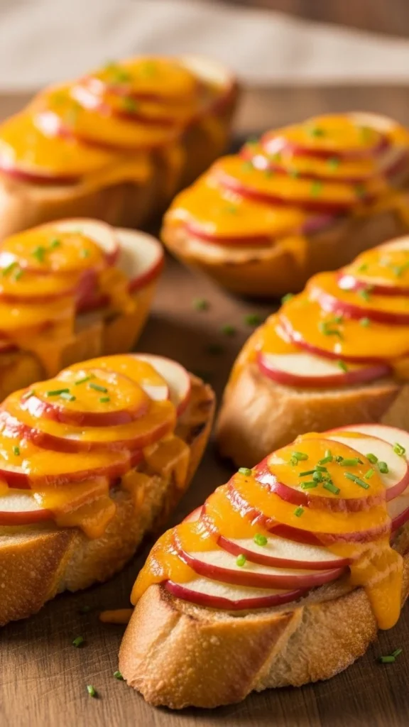 Warm Cheddar Apple Toasts