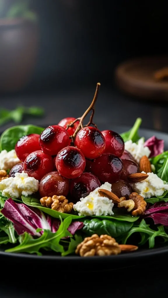 Winter Greens with Roasted Grapes