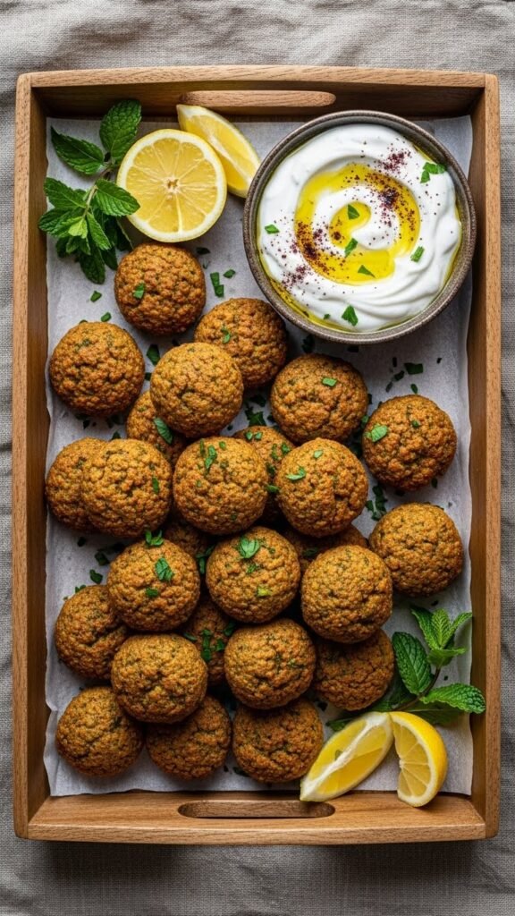 Baked Falafel with Yogurt Sauce