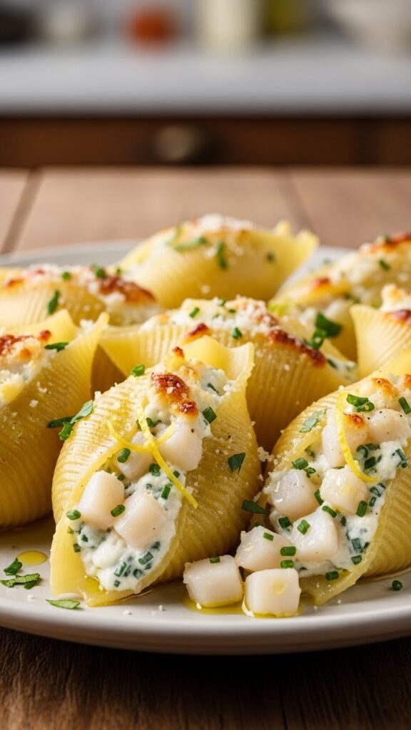 Baked Scallop Stuffed Shells