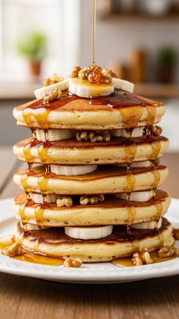 Banana Walnut Protein Pancakes