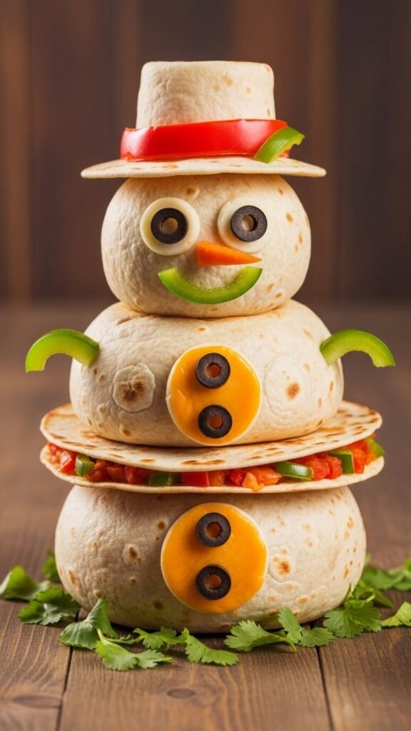 Cheesy Snowman Quesadillas