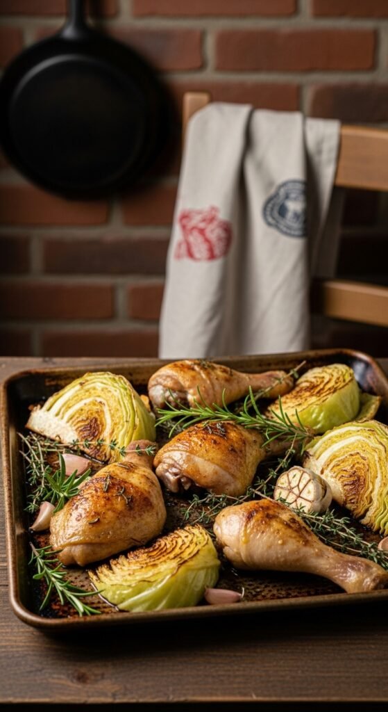 Chicken Legs With Roasted Cabbage