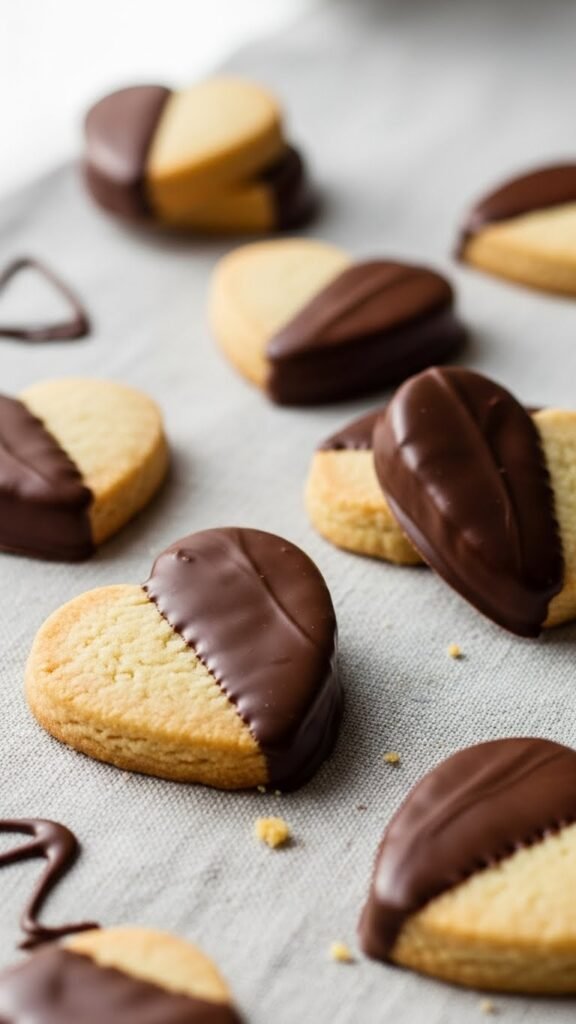 Chocolate Dipped Shortbread Hearts