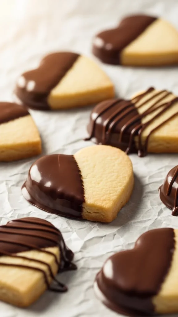 Chocolate-Dipped Shortbread Hearts