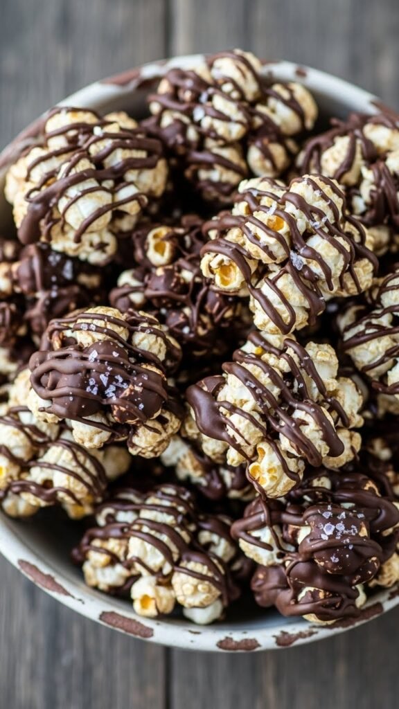 Chocolate-Drizzled Popcorn Clusters