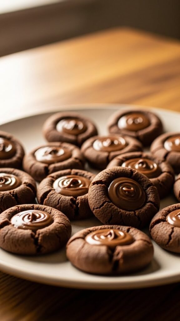 Chocolate Hazelnut Thumbprint Cookies