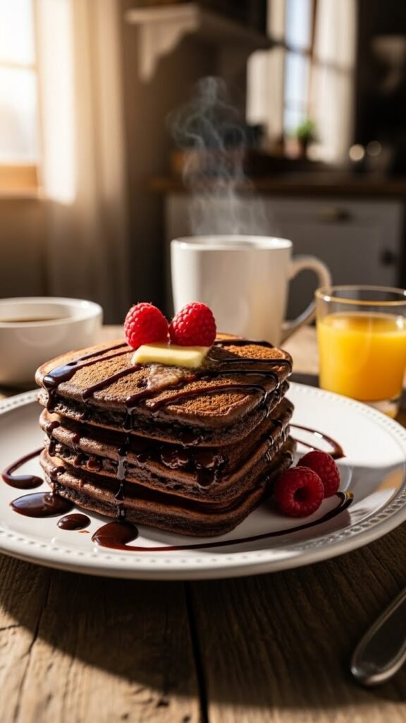 Chocolate Heart Pancakes