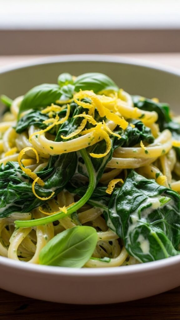 Creamy Spinach Pasta with Lemon Zest