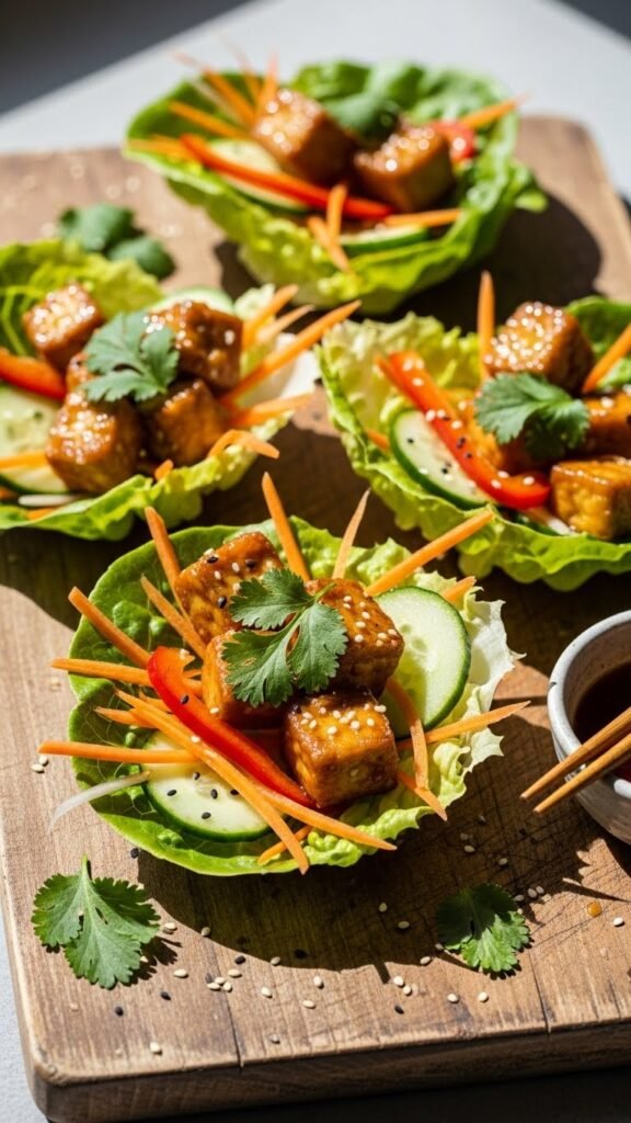 Crispy Tofu Lettuce Cups