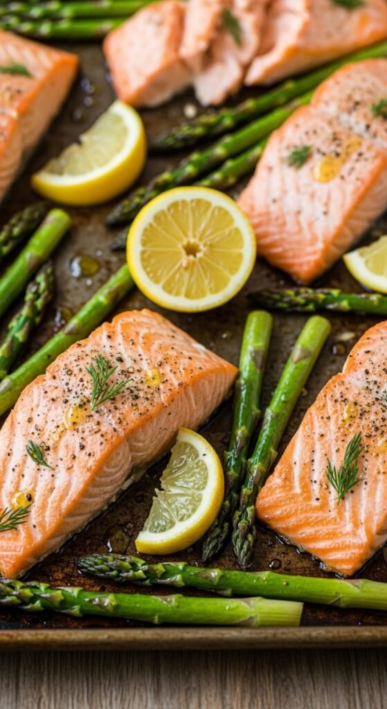 Garlic Salmon and Asparagus Tray