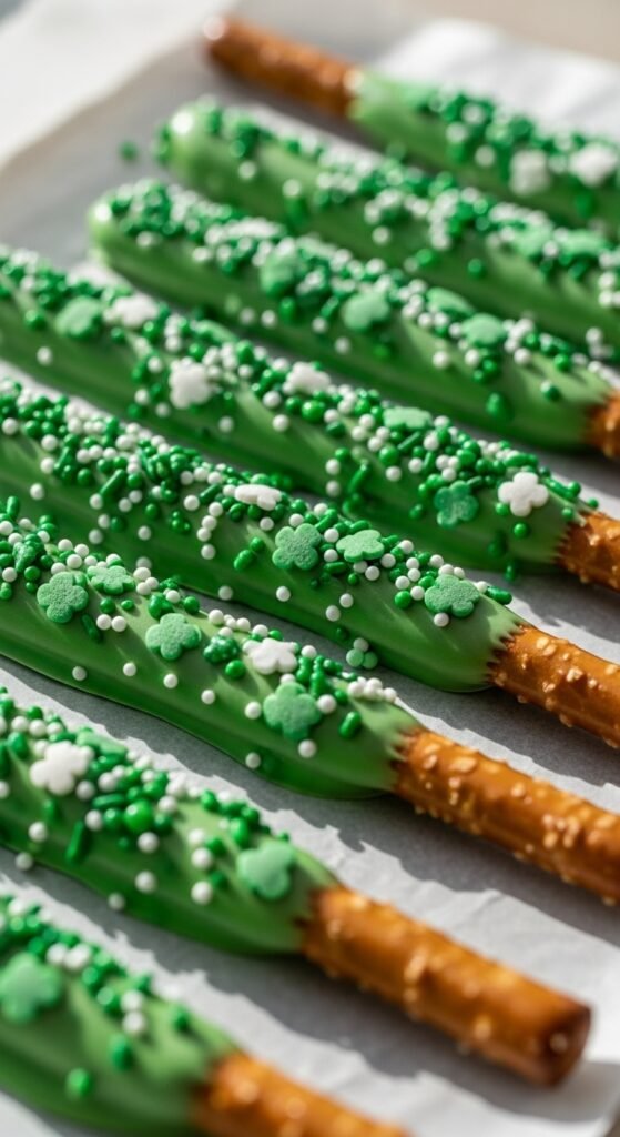 Green Chocolate Pretzel Dips
