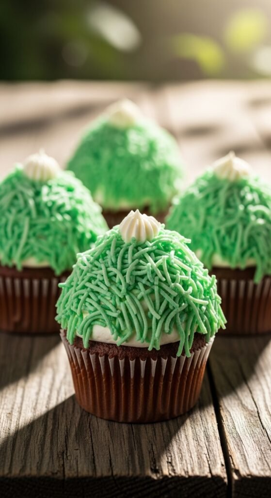 Green Coconut “Grass” Cupcakes