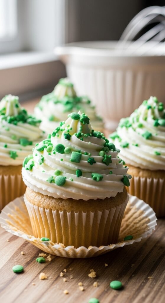 Green Confetti Cupcakes