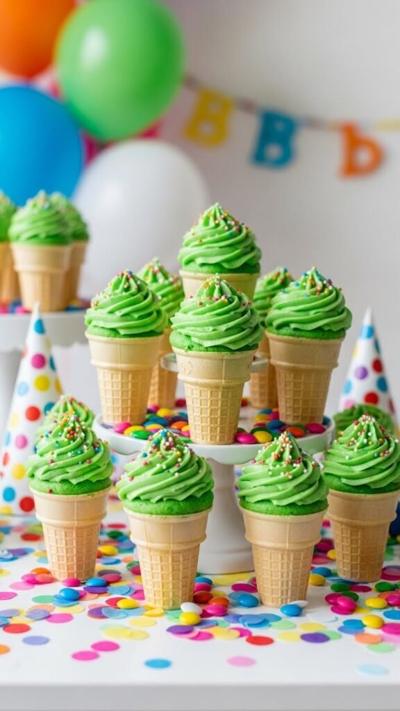 Green Cupcake Cones
