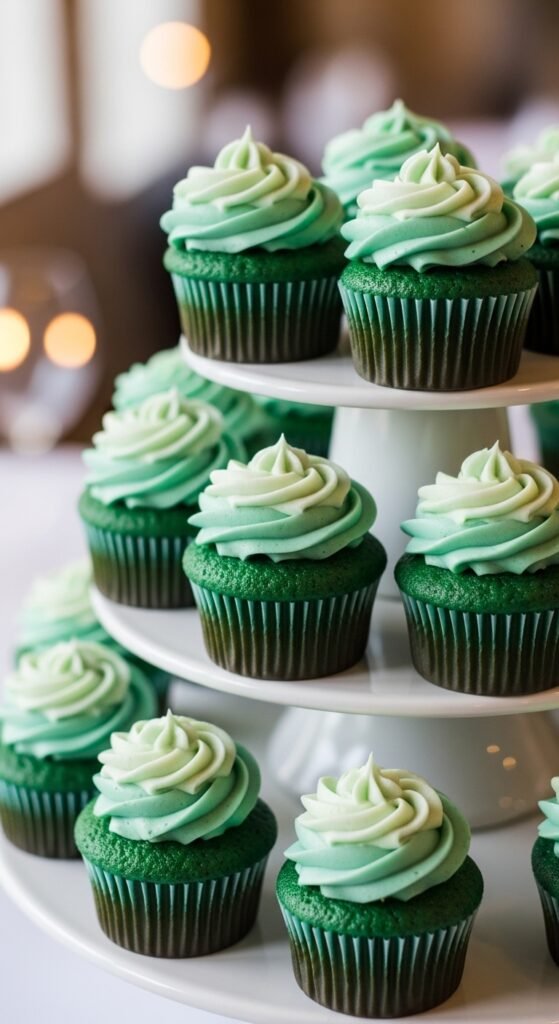 Green Ombre Cupcakes