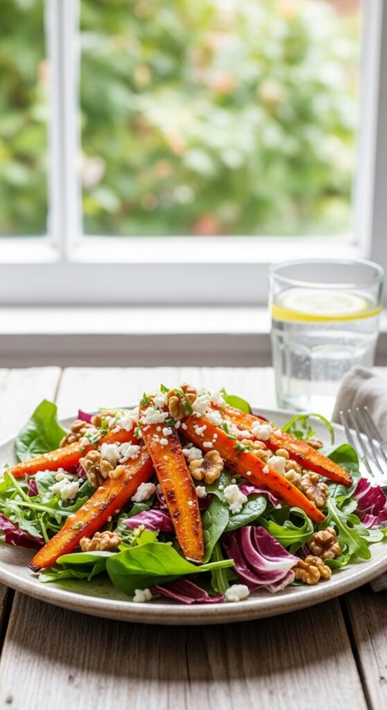Greens With Roasted Carrots