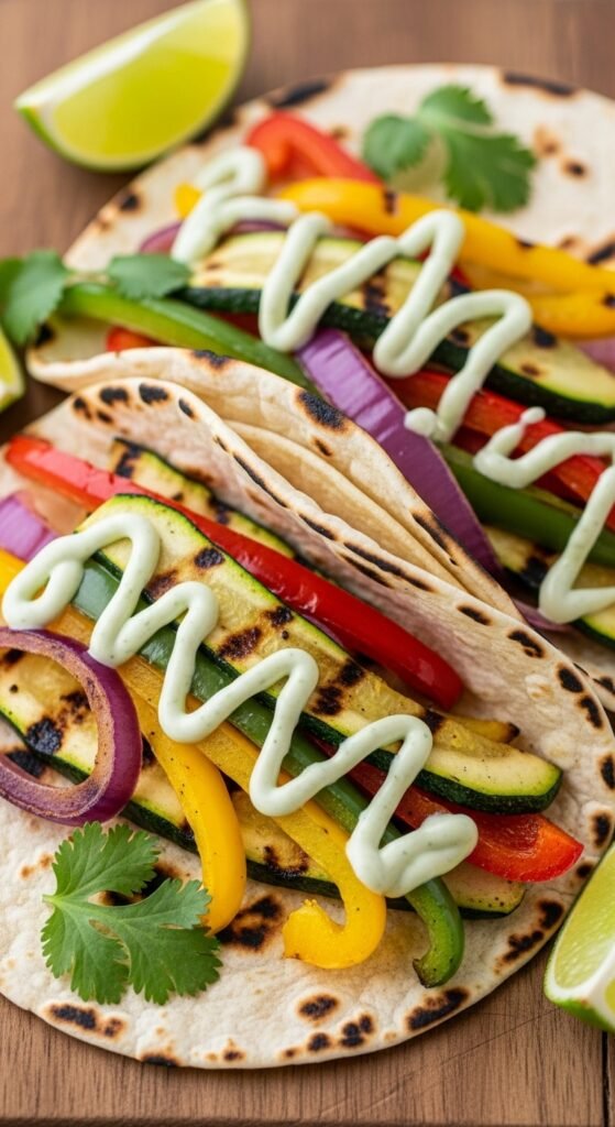 Grilled Veggie Tacos with Lime Crema