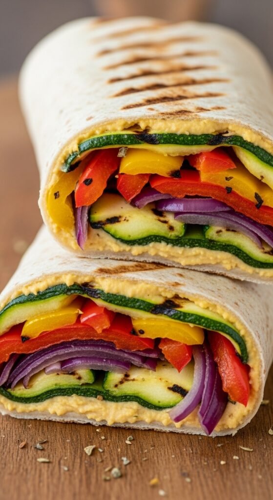 Grilled Veggie and Hummus Wraps