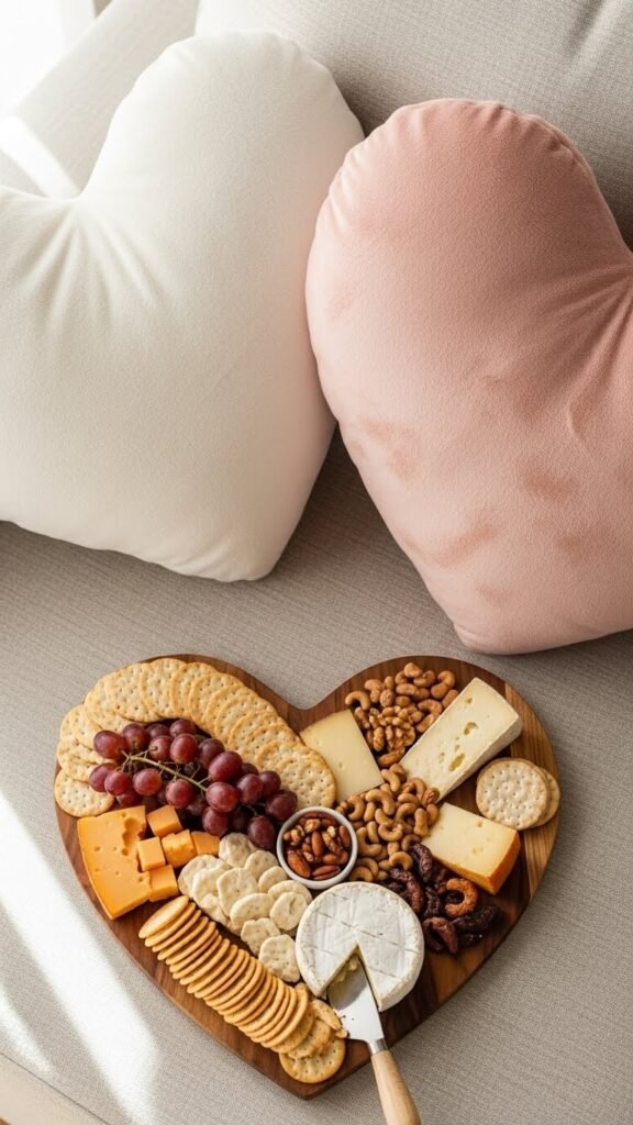 Heart-Shaped Cheese and Cracker Board