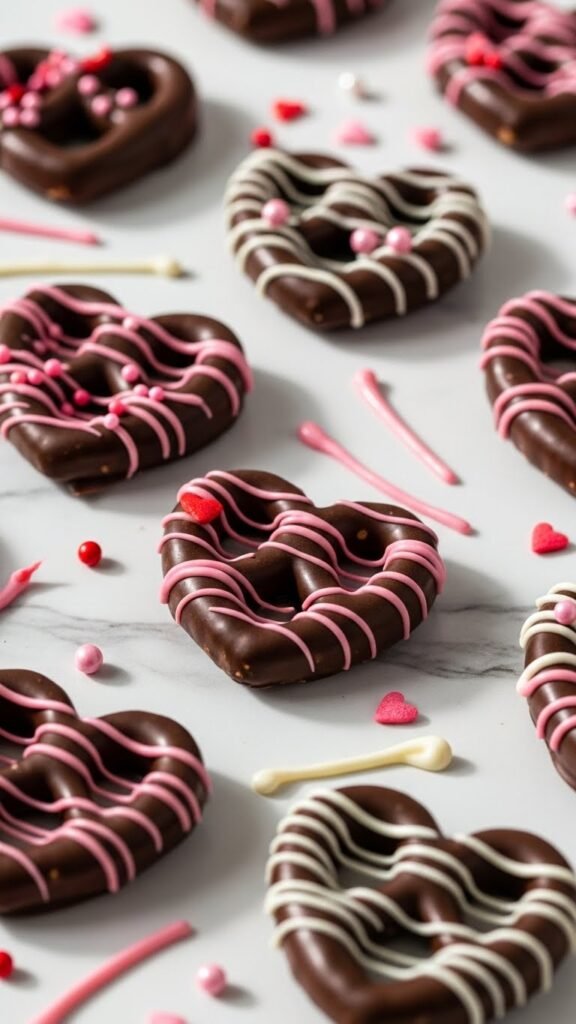 Heart-Shaped Chocolate Pretzels