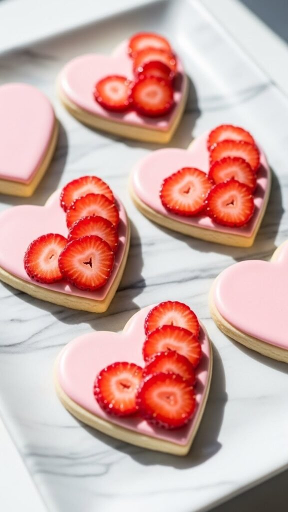 Heart-Shaped Strawberry Sugar Cookies