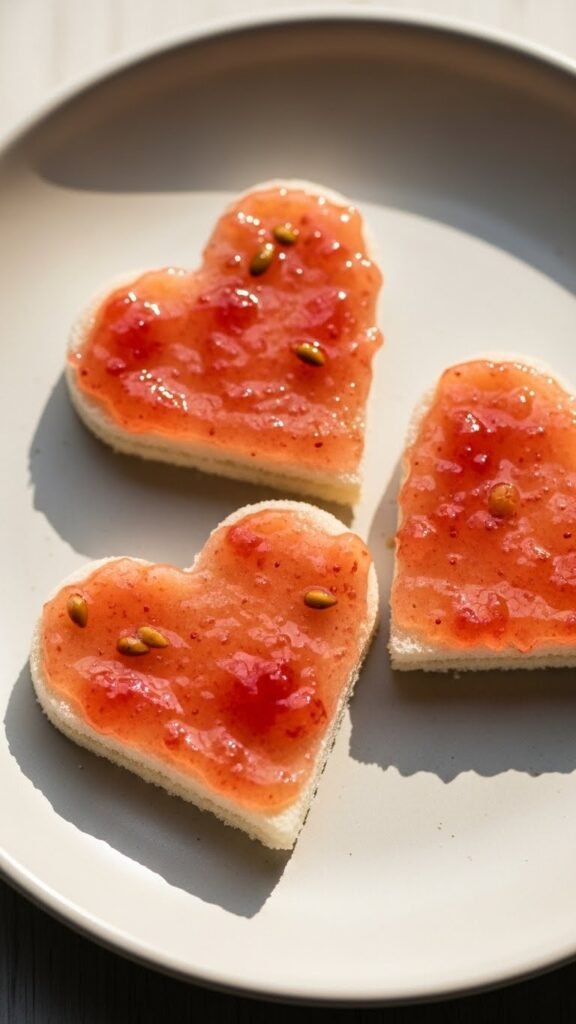 Heart-Shaped Toast with Jam