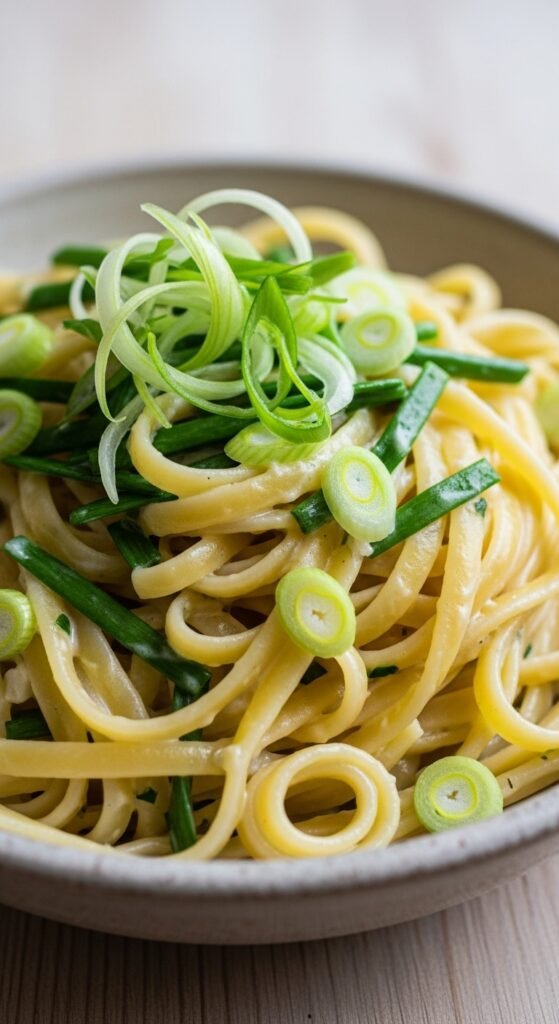 Creamy Spring Onion Fettuccine