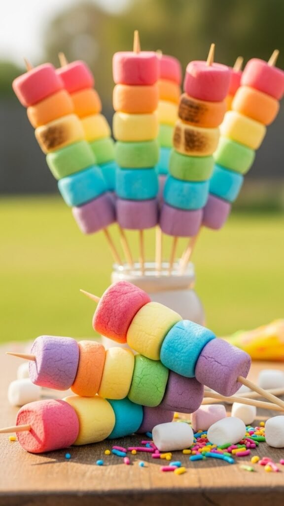 Rainbow Marshmallow Skewers