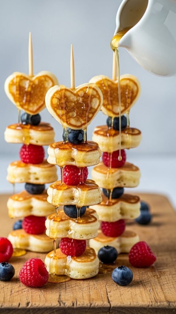 Mini Heart Pancake Skewers