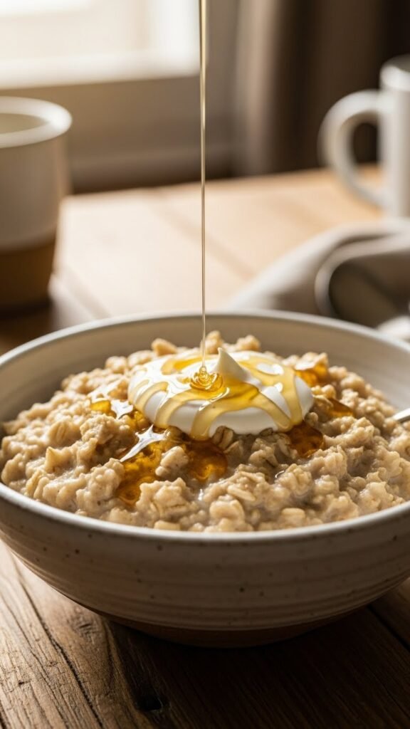 Irish Oatmeal with Honey and Cream