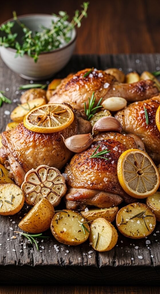 Lemon Garlic Roasted Chicken Thighs