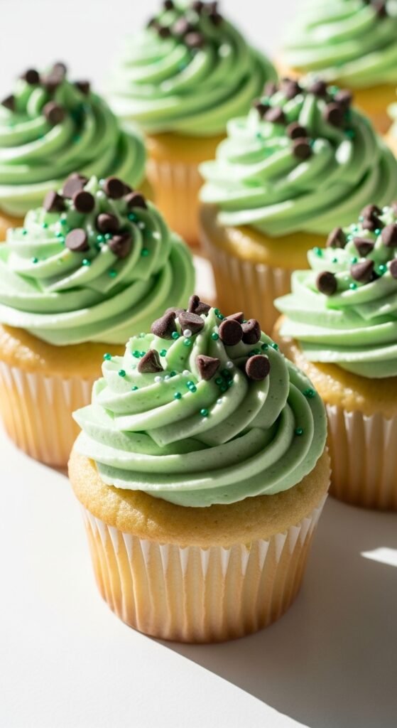 Mint Chip Sprinkle Cupcakes