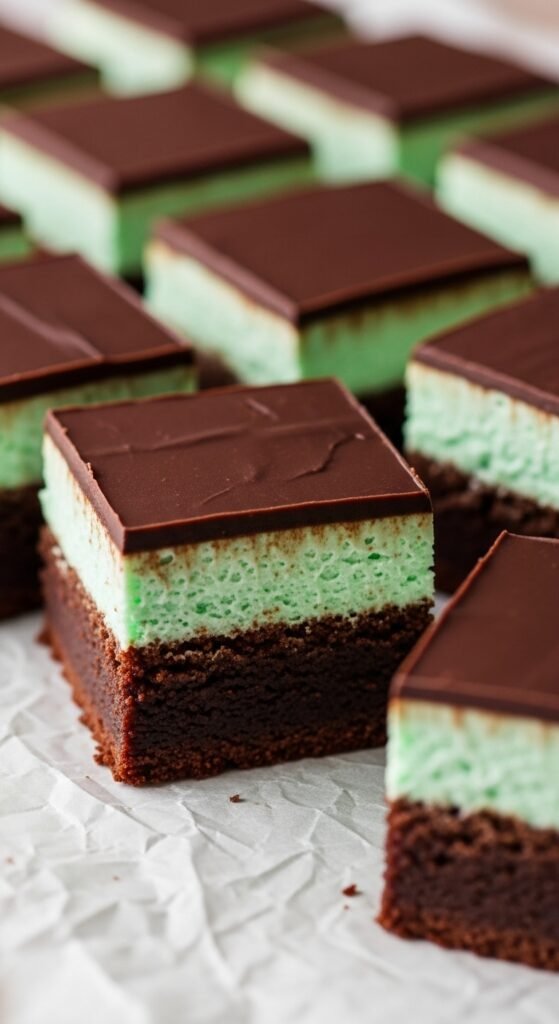 Mint Chocolate Brownie Squares