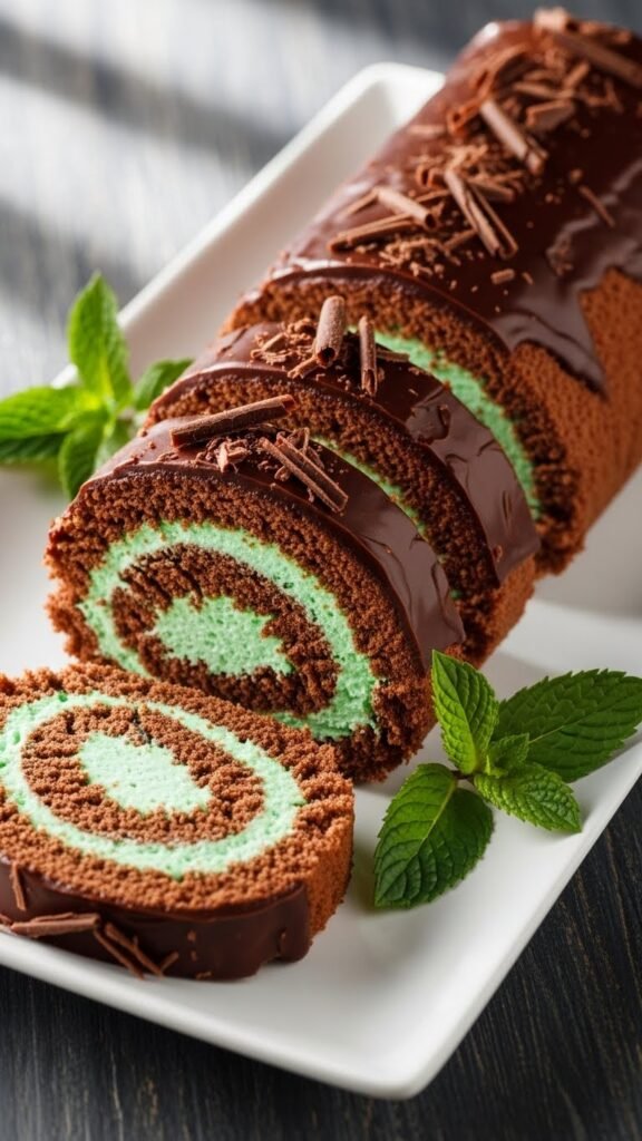 Mint Chocolate Roll Cake