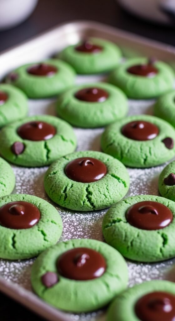 Mint Chocolate Thumbprint Cookies