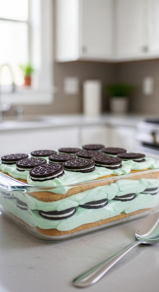 Mint Cookie Icebox Cake