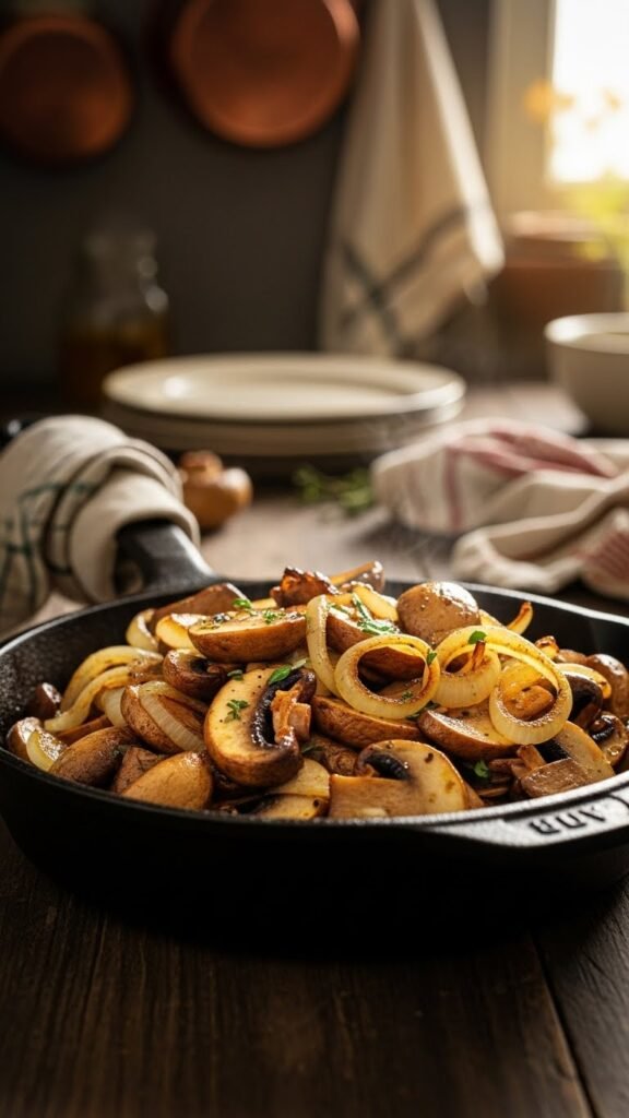 Mushroom and Onion Breakfast Skillet