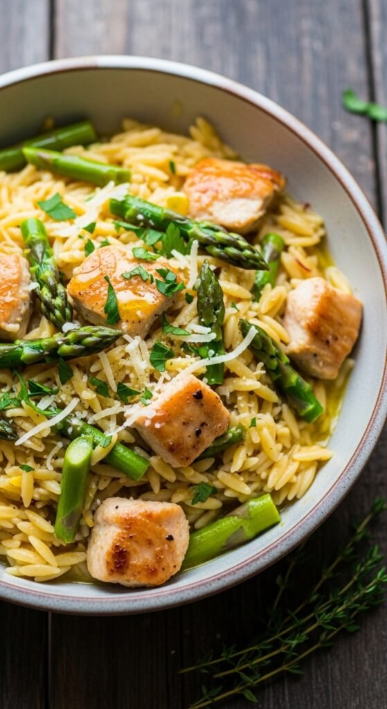 One-Pot Chicken and Asparagus Orzo