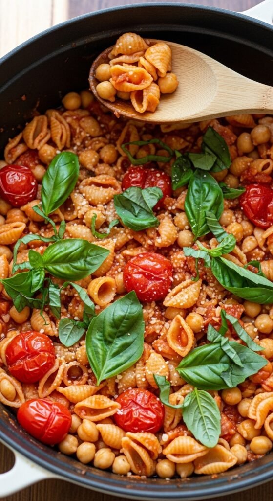 One-Pot Tomato Chickpea Pasta