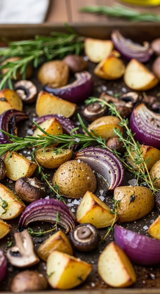Potato and Mushroom Sheet-Pan Supper