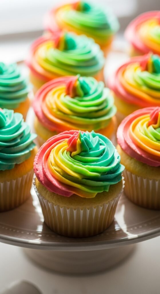 Rainbow Swirl Cupcakes