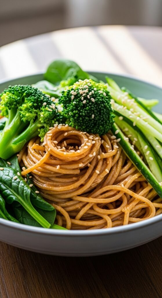 Sesame Noodles with Greens