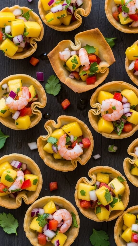Shrimp and Mango Salsa Cups