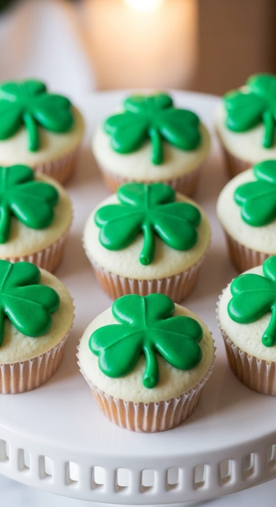 Simple Shamrock Swirl Cupcakes